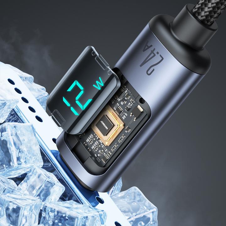 Image du produit Joyroom S-AL012A16 Prism Series 2.4A USB-A to Lightning Digital Display Fast Charging Data Cable 1.2m-Black (1.20 m, USB 2.0)