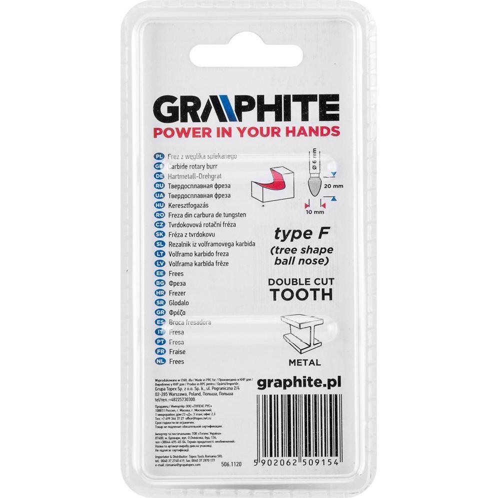 Thumbnail - Graphite, Fräser, Graphit HM TYP F METALLBIT (RUND) 10 x 20 mm Bonus 6 x 45 mm 55H371 Graphit
