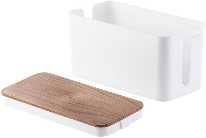 Produktbild Callstel 2er-Set Kabelboxen klein, 23 x 11,5 x 12 cm, Nussbaum-Holzoptik