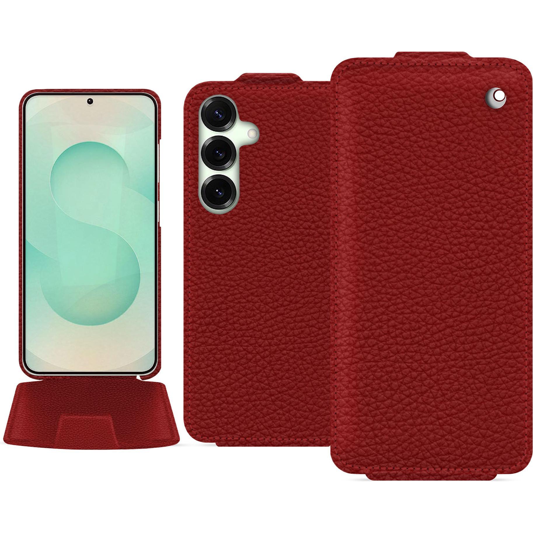 Noreve Lederschutzhülle vertikal (Samsung Galaxy S25+), Smartphone Hülle, Rot