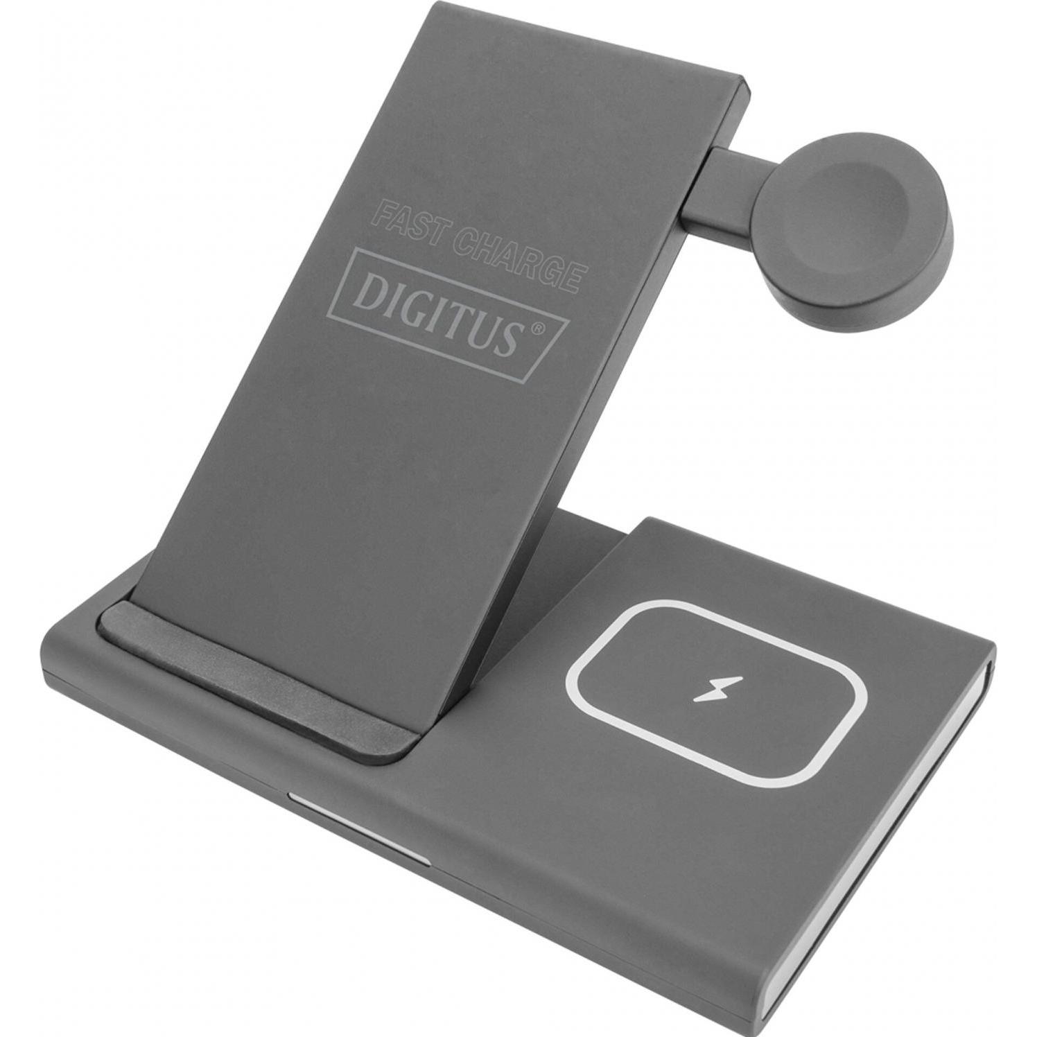 Digitus 3 in 1 Ladestation (15 W), Wireless Charger, Schwarz