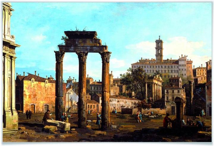 Produktbild Trenddeko Canaletto - Forum mit Tempel von Kastor und Pollux (140 x 90 cm)