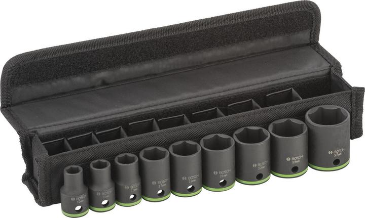 Actual product image Bosch Professional Zubehör Socket wrench inserts set (19 mm, 17 mm, 10 mm, 11 mm, 13 mm, 27 mm, 21 mm, 24 mm, 22 mm)
