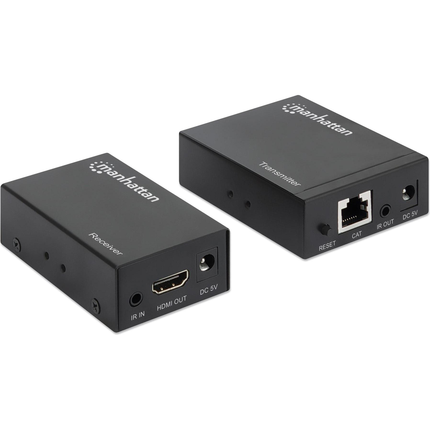 Manhattan HDMI over Ethernet Extender Kit Signalverstaerker 1080p bis zu 50 m ueber ein Cat6-Netzwerkkabel..., Switch Bo...