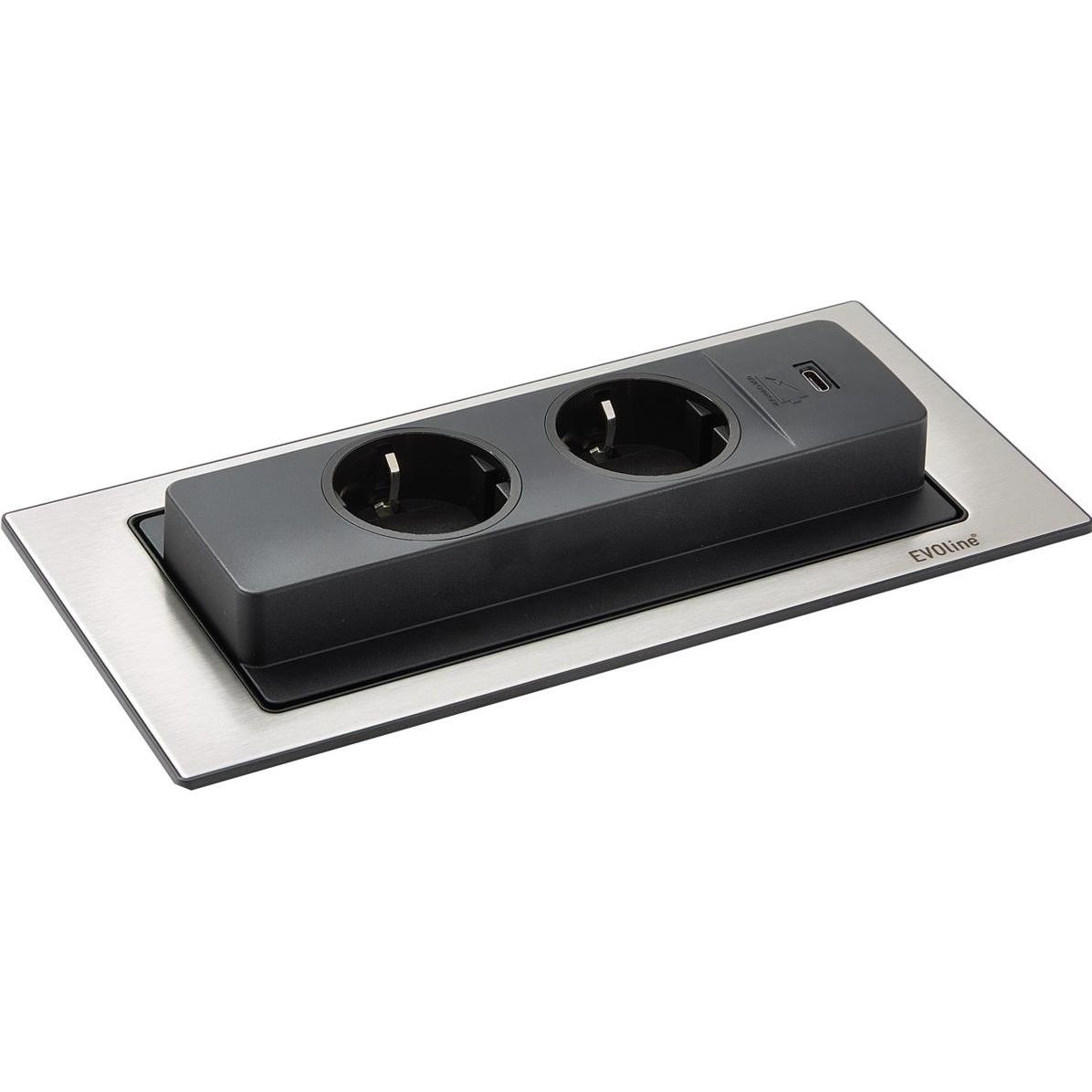Evoline, Steckdose, Einbausteckdose mit USB-Charger BackFlip