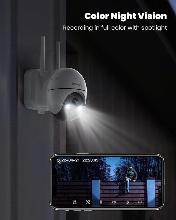 Actual product image IeGeek 2K Solar-Überwachungskamera mit Pan-Tilt