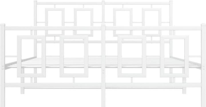 Actual product image vidaXL Bettgestell Kopfteil Fussteil Bett Metallbett Doppelbett Weiss 140x200cm (140 x 200 cm)