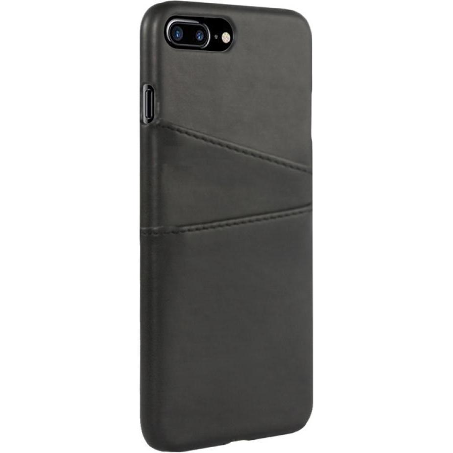 Screenguard Apple iPhone 8 Plus CardCaddy Leder Backcase mit Kartenfächern (Apple iPhone 8 Plus), Smartphone Hülle, Schw...