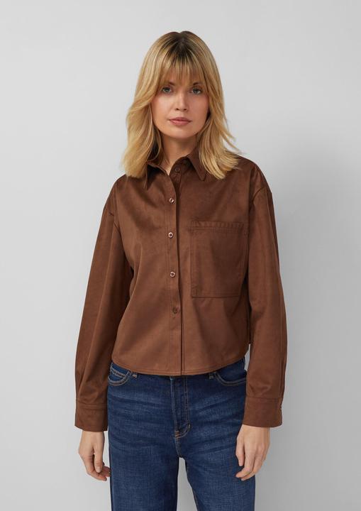 Immagine prodotto s.Oliver Bluse Verkürzte Hemdbluse in Velours-Optik (40)