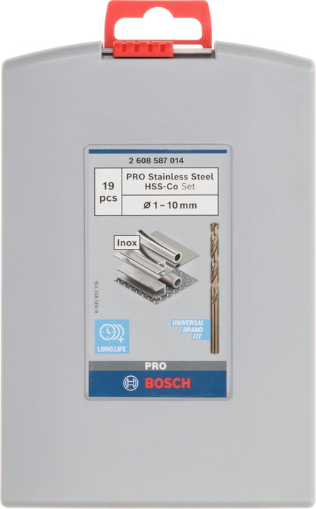 Image du produit Bosch Professional Zubehör Jeu de forets hélicoïdaux PRO Stainless Steel HSS-Co, 19 pièces (1 mm, 1,5 mm, 2 mm, 2,5 mm, 3 mm, 3,5 mm, 4 mm, 4,5 mm, 5 mm, 5,5 mm, 6 mm, 6,5 mm, 7 mm, 7,5 mm, 8 mm, 8,5 mm, 9 mm, 9,5 mm, 10 mm)