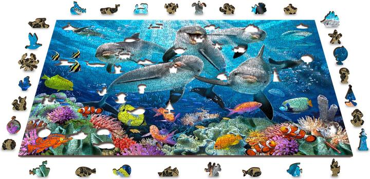 Actual product image WoodenCity WOODEN CITY Happy Dolphins 1000 Wooden Puzzle Jigsaw Puzzle with unique shapes (1000 pieces)
