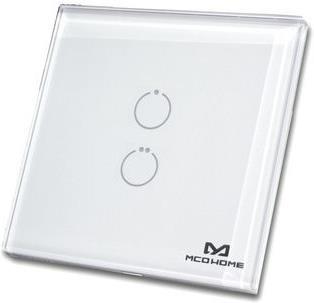 Productafbeelding Z-Wave MCO Home glazen wandschakelaar 2-voudig