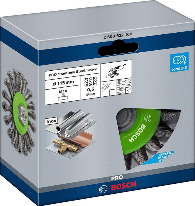 Produktbild Bosch Professional Zubehör PRO Stainless Steel heavy Scheibenbürste, 115 x 0,5 mm, Gewinde