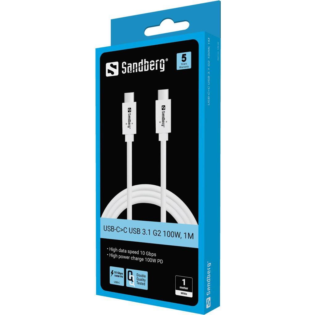 Thumbnail - Sandberg USB-CC USB 3.1 G2 100W (1 m, USB 3.2 Gen 2), USB Kabel