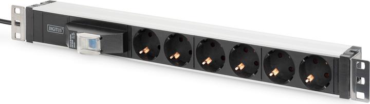 Digitus Aluminum Outlet Strip, 6 safety outlets with circuit breaker (6 x, CEE 7/3, 1.80 m)