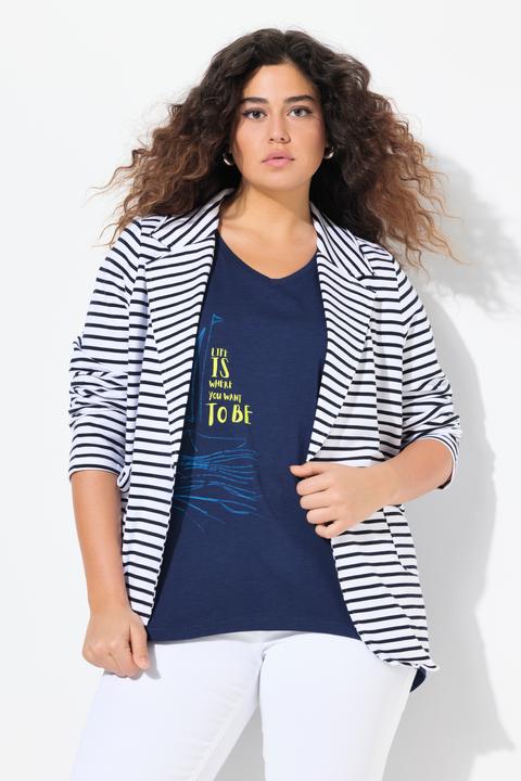 Immagine prodotto Ulla Popken T-shirt dal taglio svasato con barca, scollo a V e mezze maniche (62)