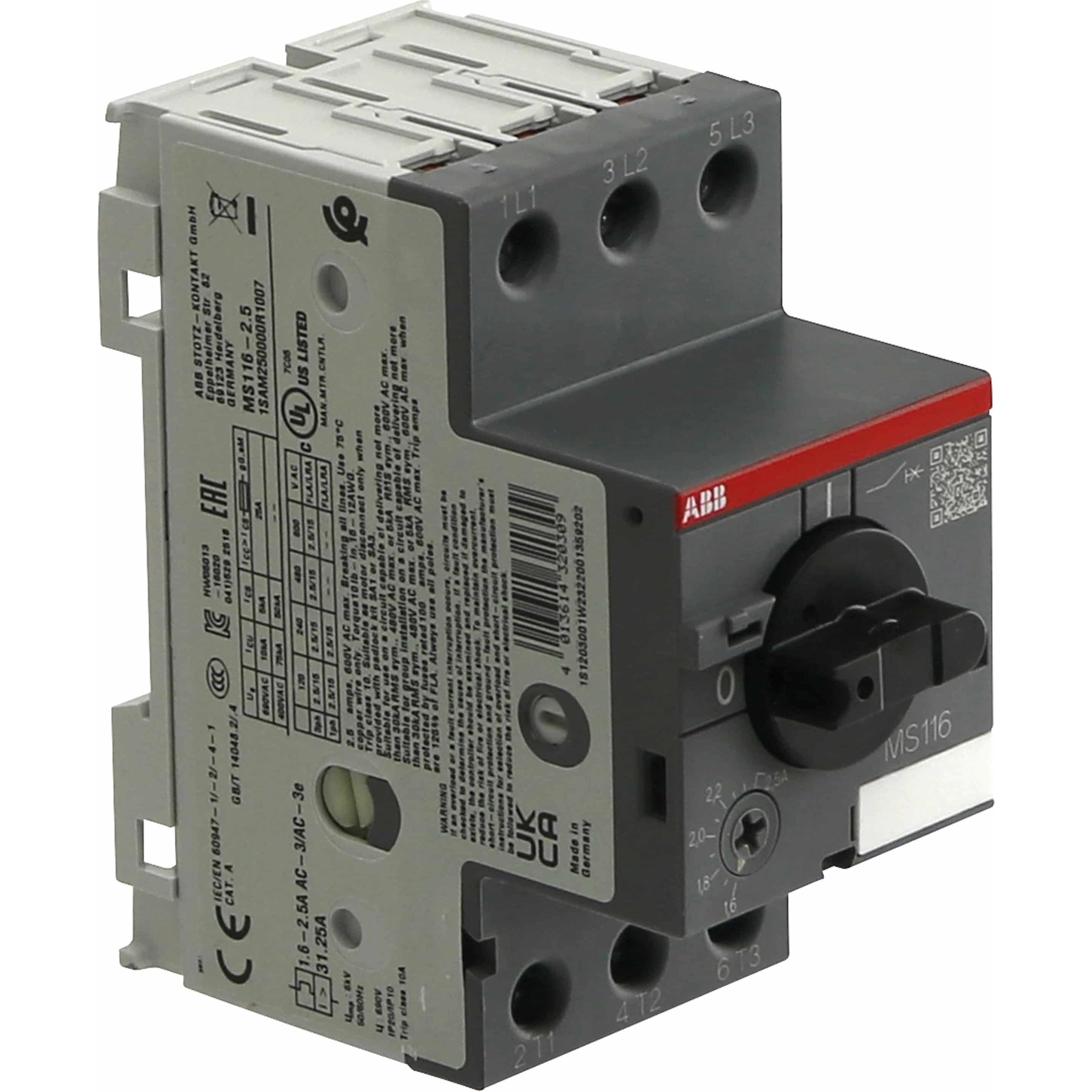 ABB, Schutzschalter, Motorschutzschalter MS116 - 2,5