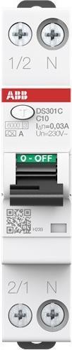 Immagine prodotto ABB DS301CC10A30 DS301CA-C10/0,03 Interruttore FI/LS 6kA 1P+N 2CSR255163R1104