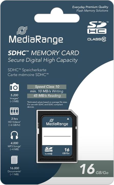 Actual product image MediaRange SDHC memory card class 10 (16 GB, SDHC, U1)