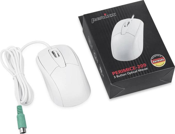 Actual product image Perixx PERIMICE-209 P W Mouse Wired Optical White 3 buttons 1000 dpi (Cable)