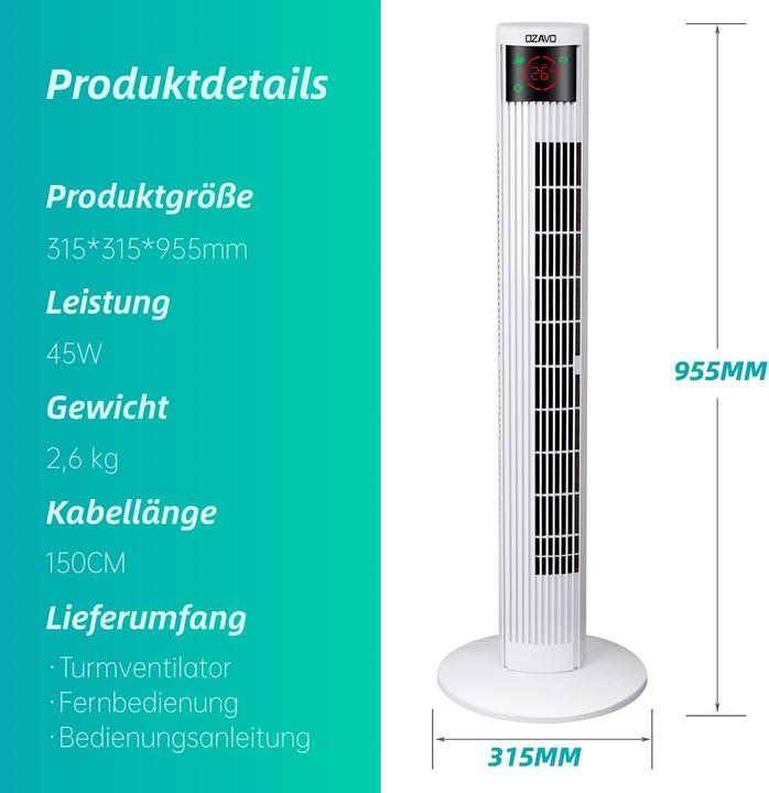 Produktbild Ozavo Turmventilator (55 dB)
