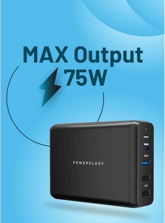 Produktbild Powerology 4-Port Quick Charge Power Terminal PD 75W (75 W, 4 Ports)