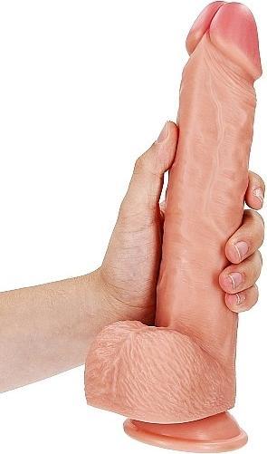 Actual product image RealRock Straight Realistic Dildo with Balls and Suction Cup - 10"/ 25,5 cm