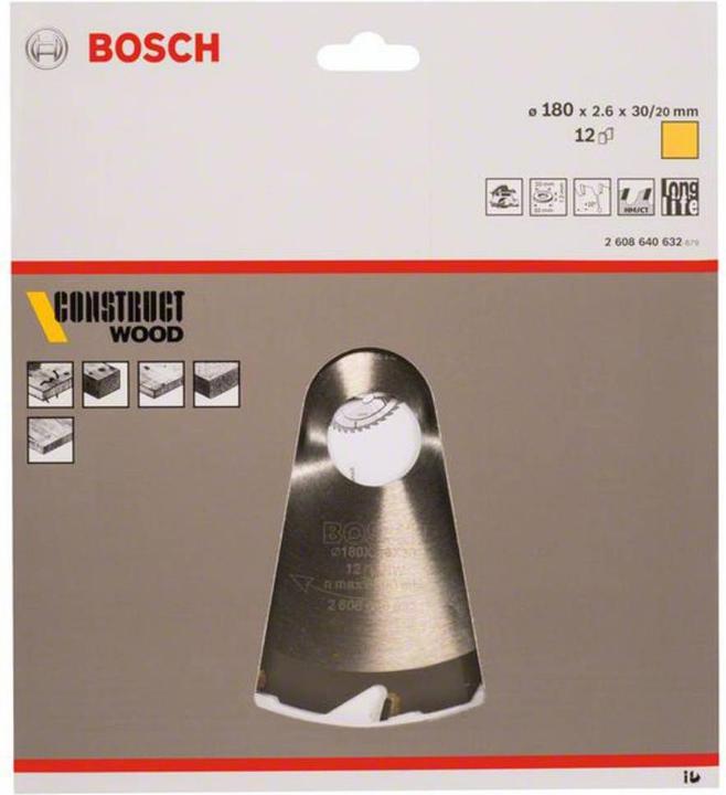 Actual product image Bosch Professional Zubehör PRO Construct Wood circular saw blade, 180 x 2.6 x 30 mm