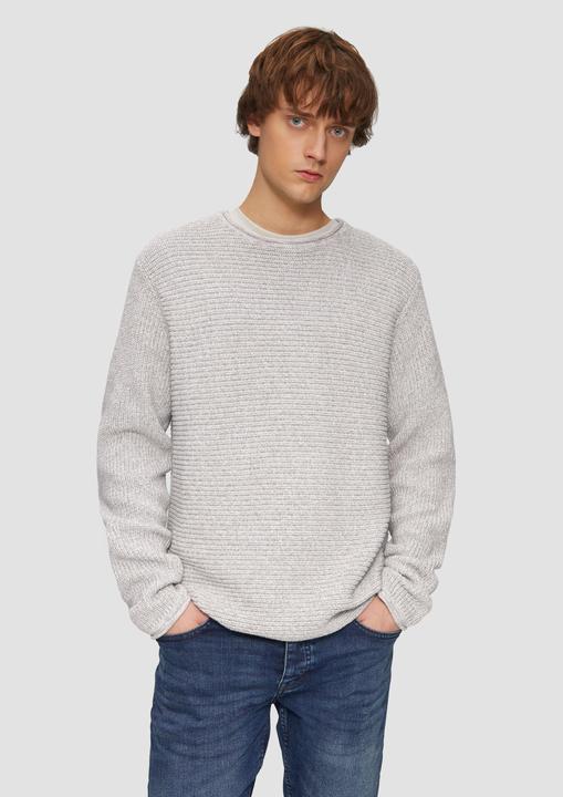 Produktbild s.Oliver Strickpullover Melierter Strickpullover mit Rippstruktur (XXL)