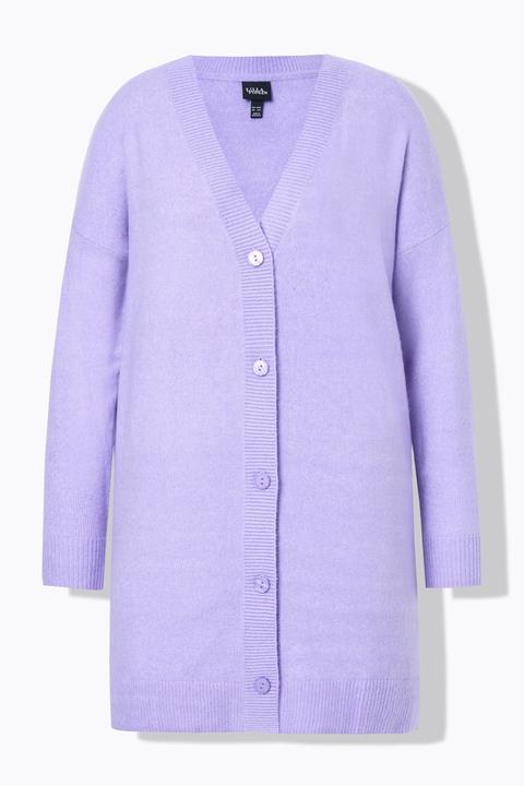 Produktbild Ulla Popken Strickjacke, Boxy-Schnitt, V-Ausschnitt, Knopfleiste (54)