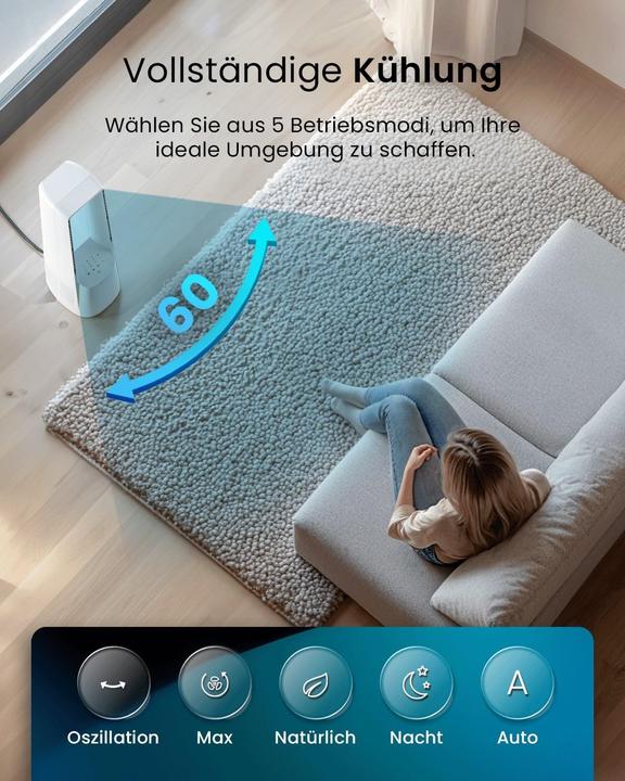 Produktbild Breeze Rotorloser Smart Home Turmventilator mit WLAN, LED Display (62 dB)