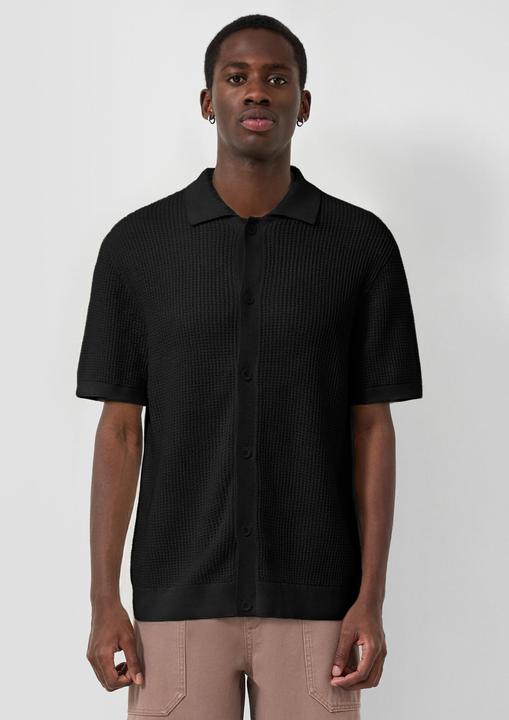 Produktbild s.Oliver Gestreiftes Strickpolo mit durchgehender Knopfleiste (M)