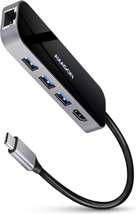 Produktbild Axagon HMC-6GL USB-Hub, 3x USB-3.0, 1x RJ-45, 1x HDMI (USB-C, 6 Ports)