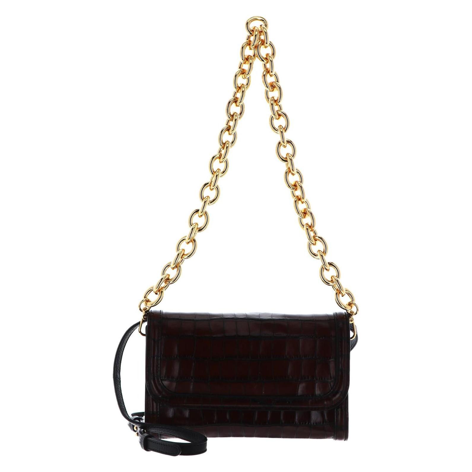 Coccinelle, Damen, Handtasche, Wyrna Croco Shiny Soft Crossbody Bag, Braun