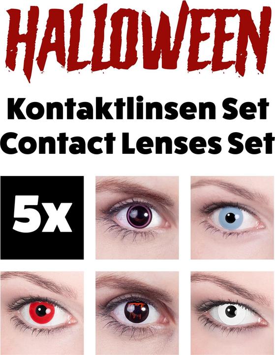 Metamorph 5 Paar Farbige Halloween Karneval Kontaktlinsen (Weiss)
