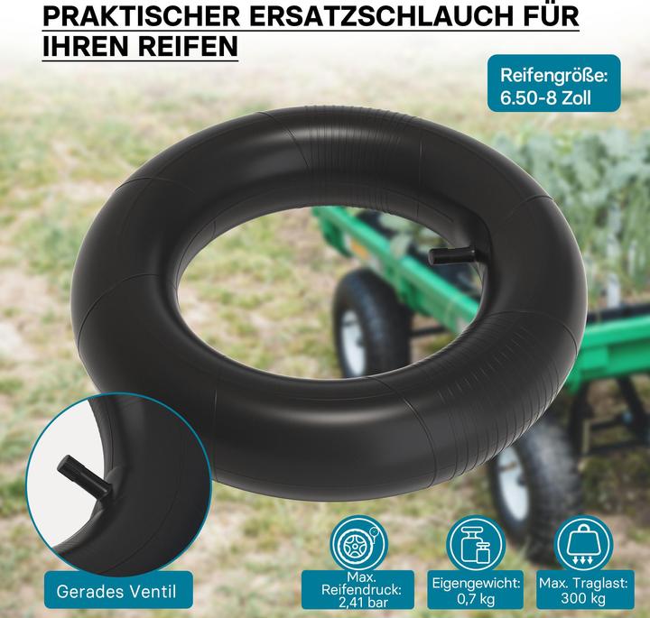 Produktbild Wiltec Schlauch Luftschlauch Rasenmäherreifen 16 x 6.50 – 8 Ventil gerade Reifen Rad (Rasenmäher, Gartenmaschinen Ersatzteile)