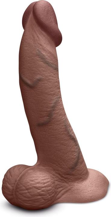 Actual product image Earthly Body Slipskin Realistic Silicone Dildo 10 Inch Curved Brown