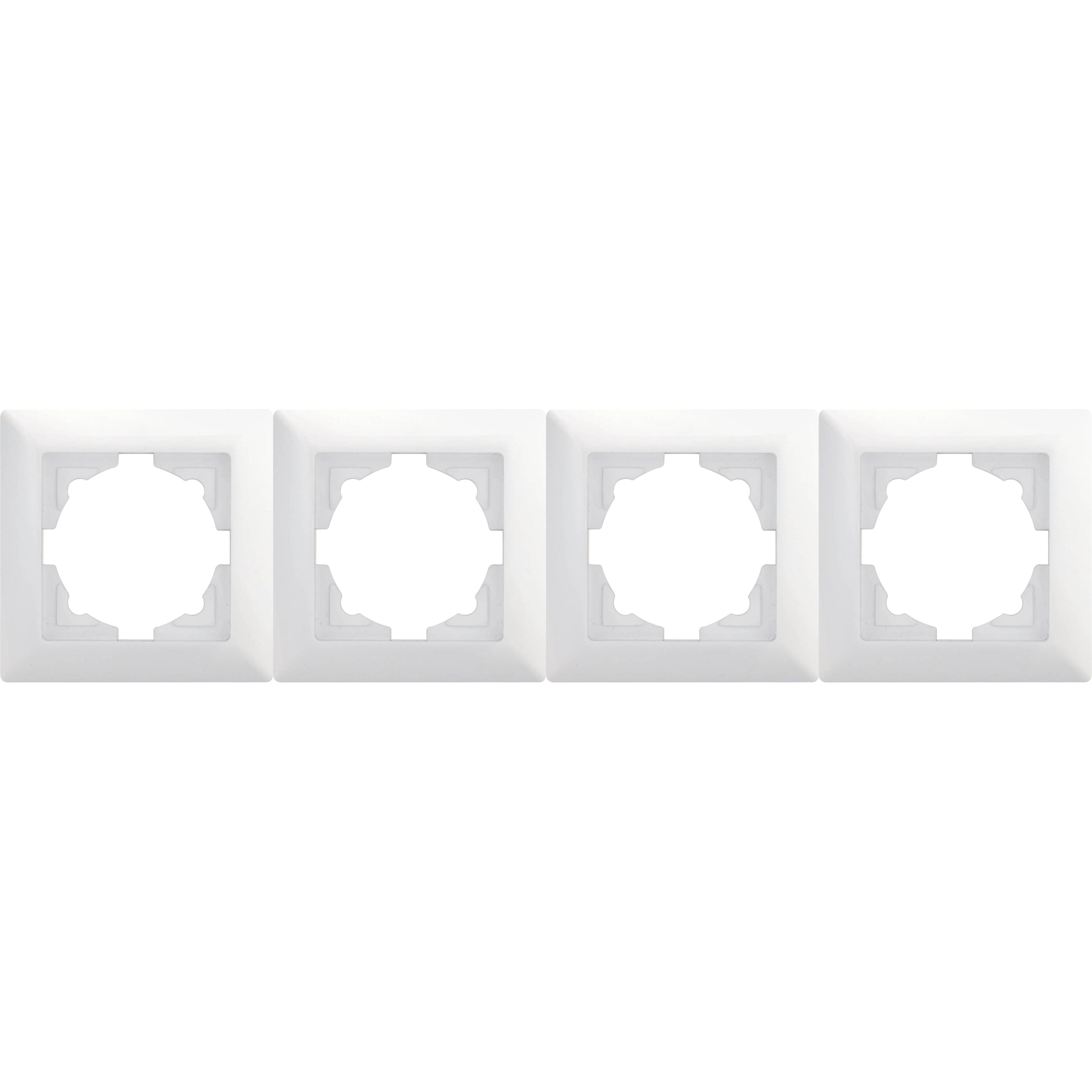 Gunsan Visage 4-fach Rahmen für 4 Steckdosen Schalter Dimmer Weiss, Taster + Schalter, Weiss