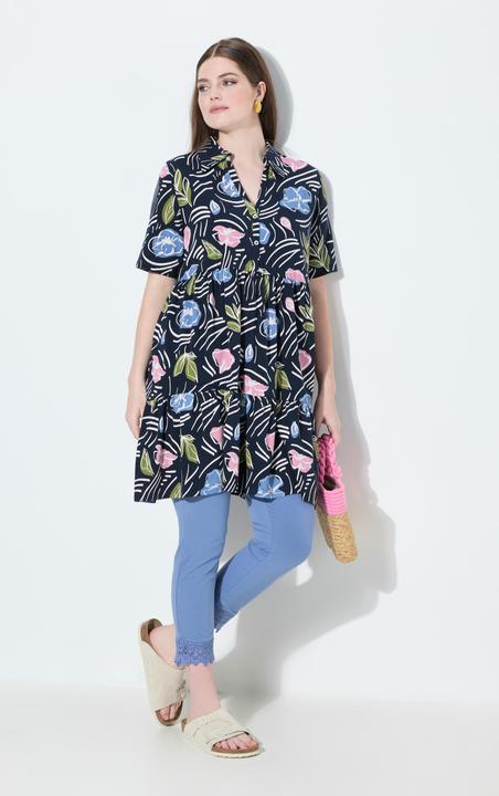 Produktbild Ulla Popken Longshirt, Blüten, A-Linie, Polokragen, Halbarm (50, 52)