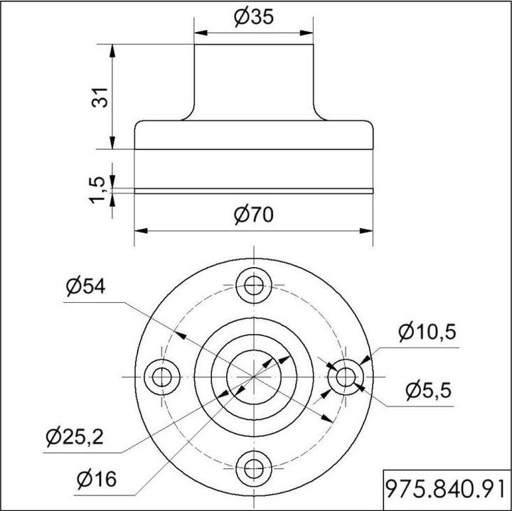 Produktbild Werma Base for tube 25mm, metal