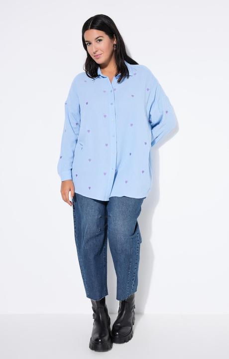 Actual product image Studio Untold Oversized Embroidered Long Sleeve Button Front Shirt (60)