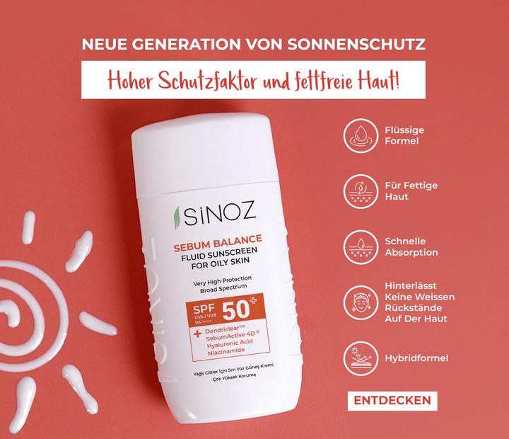 Actual product image Sinoz Liquid Sunscreen for Oily Skin (Suntan cream, SPF 50+, 50 ml)