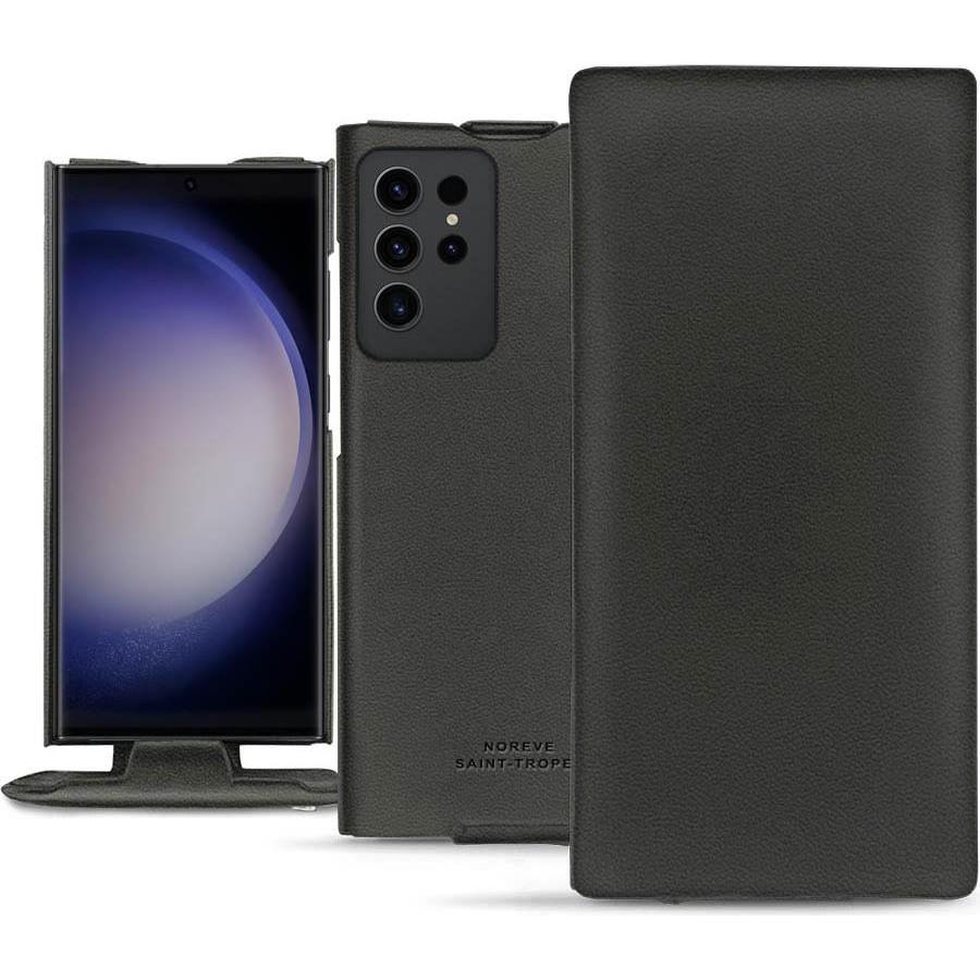 Noreve Lederschutzhülle vertikal (Samsung Galaxy S23 Ultra), Smartphone Hülle, Schwarz