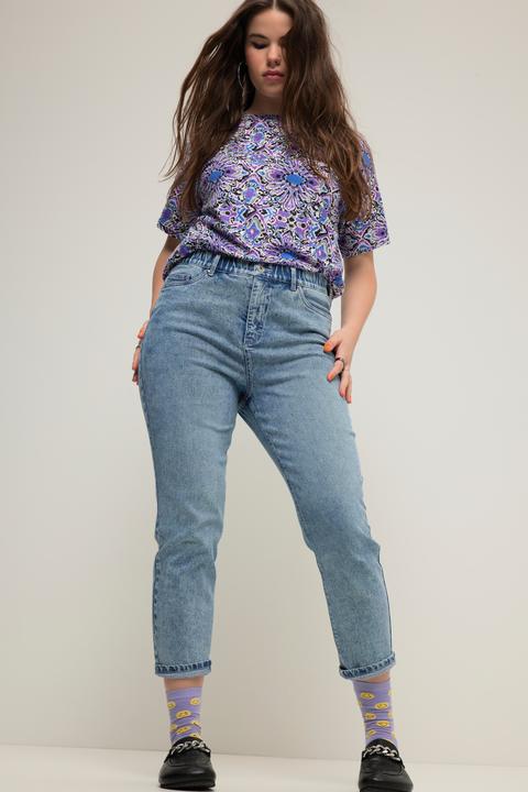 Immagine prodotto Studio Untold Mom jeans con cuciture colorate, cinque tasche, cintura elastica e zip (56)