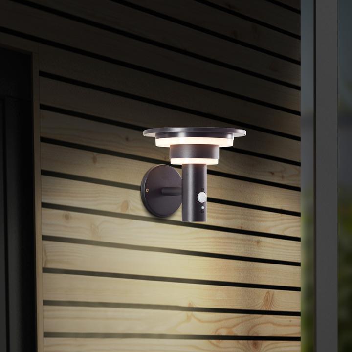 Produktbild Brilliant Garvina G40405/06 Solar-Aussenwandleuchte mit Bewegungsmelder 3 W War (430 lm, IP44)