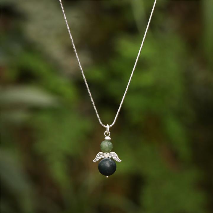 Image du produit Andreani Collier avec petit pendentif ange en véritable jade vert (Jade vert)