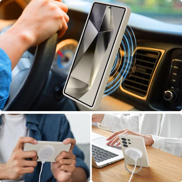 Productafbeelding Tech-Protect Vloeibare Silicone MagSafe hoes voor Samsung Galaxy S25 Ultra - Wit (Samsung Galaxy S25 Ultra)