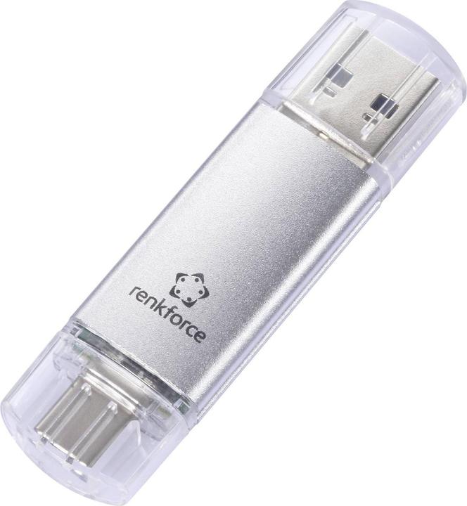 Image du produit Renkforce RF-USBOS-220 Clé USB Retail 32 Go argentée RF-6684362 USB 3.0, USB-C®. (32 Go, USB-C)