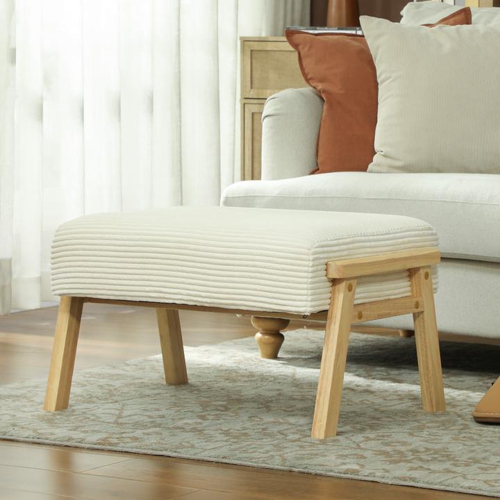 Actual product image Homcom Sitzhocker Polyester, Gummiholz Cremeweiss