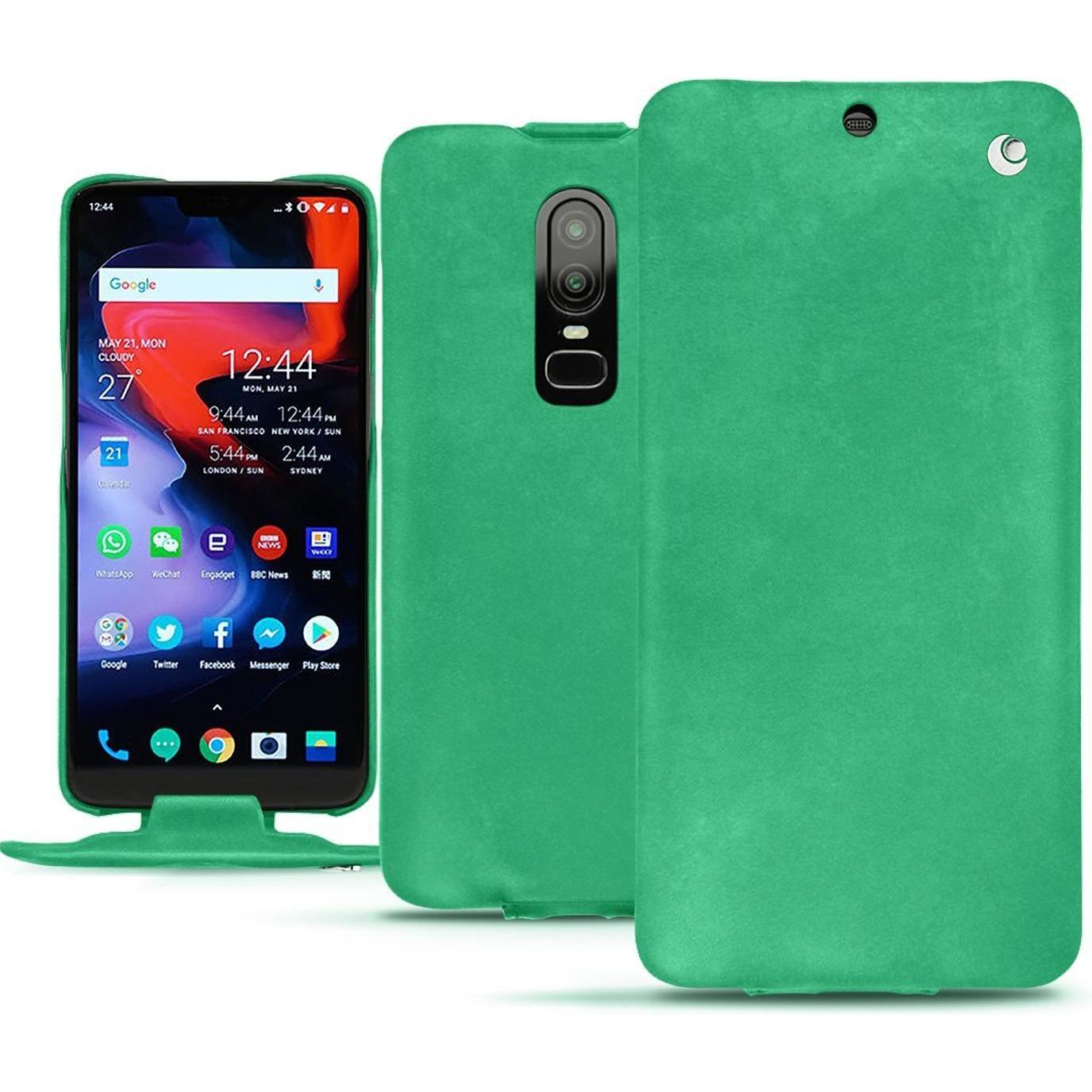 Noreve Lederschutzhülle vertikal (OnePlus 6), Smartphone Hülle, Grün